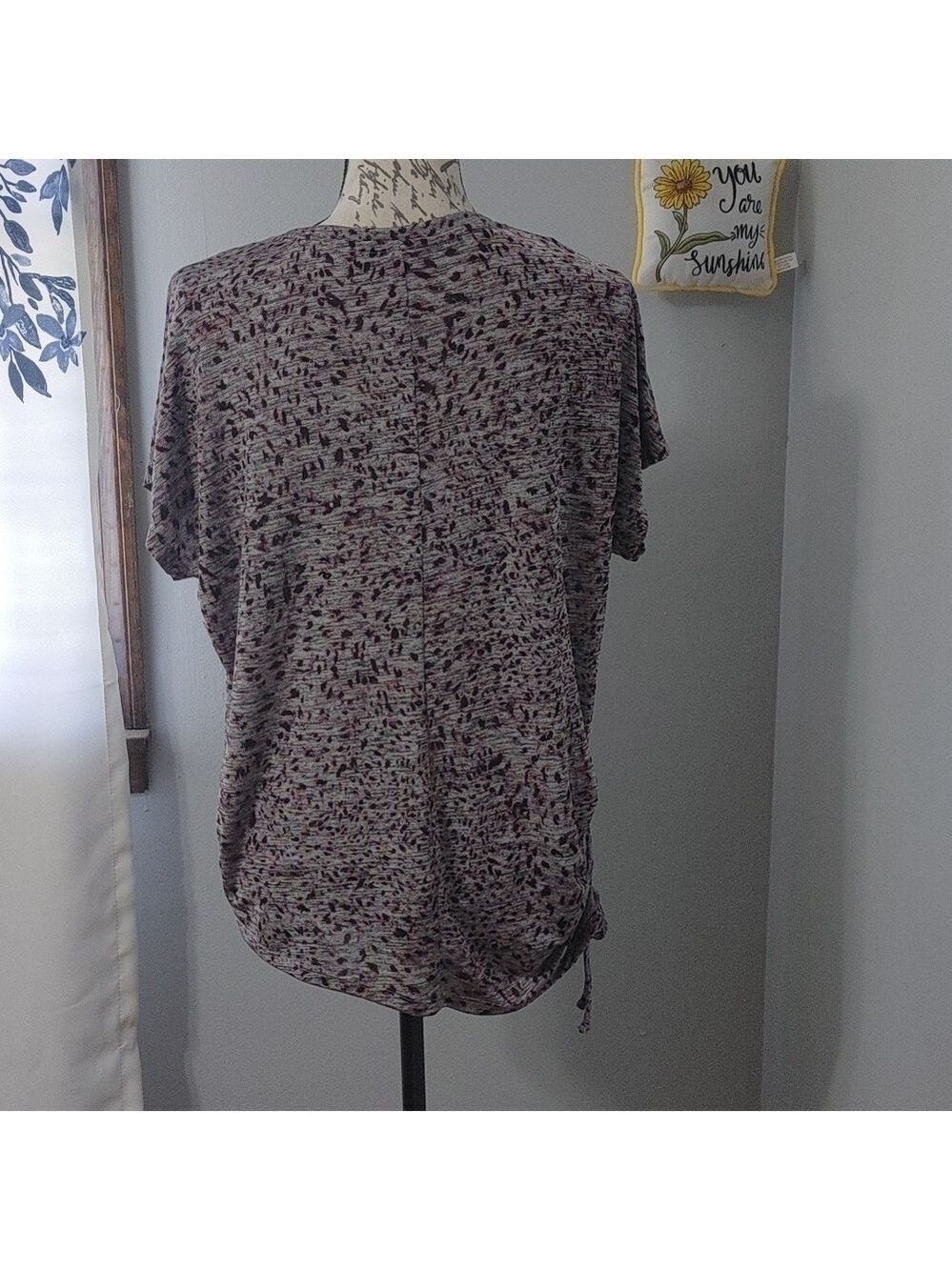 Simply Vera Wang Purple Leopard Print Polyester/Rayon Top with Side Tie Detail M - Picture 5 of 11